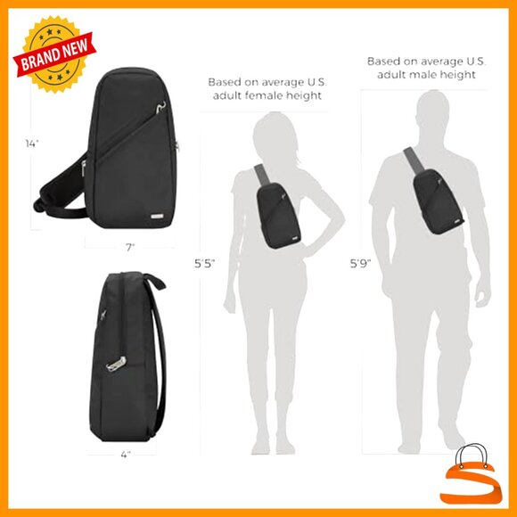 Anti-Theft Sling Bag with RFID Blocking, Slash-Resistant Polyester Travel - Picture 4 of 6